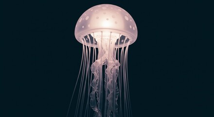 深海漂う幻想的クラゲ 柔らかな光が包む神秘. AI Generated