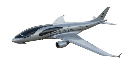 Naklejka premium 未来型旅客機 滑らかな曲線 美しく輝く機体. AI Generated