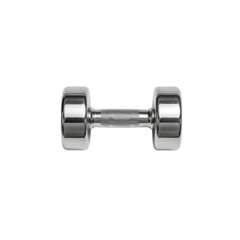 Chrome Dumbbell Isolated on Black Background - Fitness Equipment
