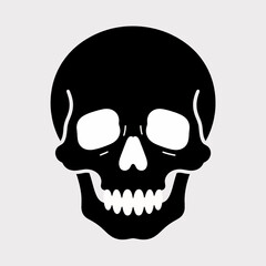 Obraz premium Black Skull Silhouette: Minimalist Death Symbol on White Background