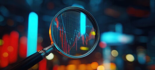 The magnifying glass revealing dynamic trends in financial data visualization.