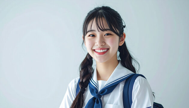 smiling schoolgirl in a school uniform. - Powered by Adobe