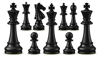 Chess pieces black set vector illustration
