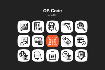 QR code outline icon set