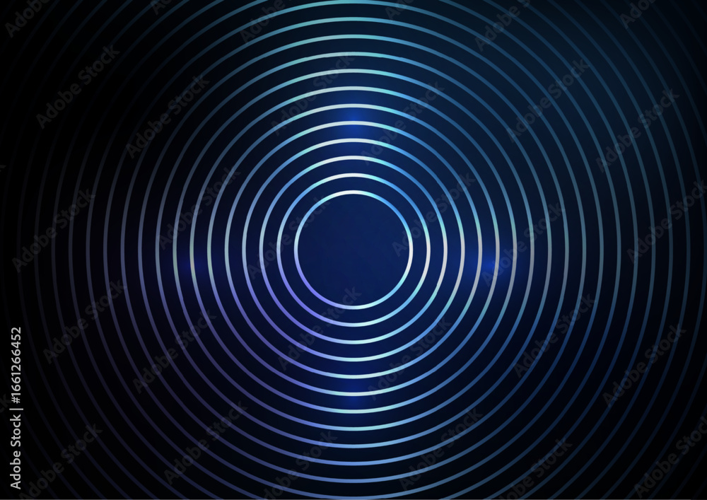 Aufkleber technology futuristic abstract background with glowing concentric circles dark cyber design ripple s