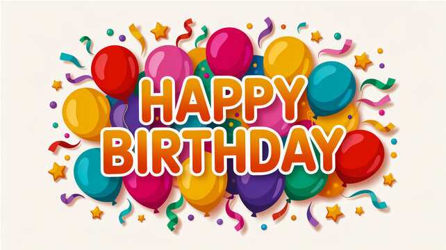 Bold orange 3D “Happy Birthday” text with white shadow, festive - Powered by Adobe