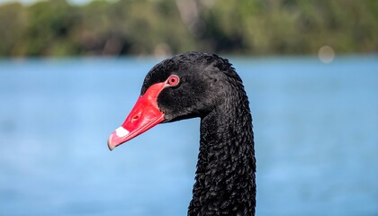 Close-up of a Black Swan's head and neck