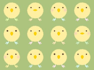 黄色いヒヨコのシームレスパターン　C-4