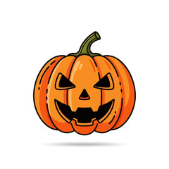 Colorful Outline Spooky Pumpkin Jack O Lantern Illustration Graphic Element