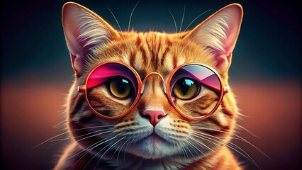 A close-up portrait of a cute red tabby kitten with green eyes and its tongue sticking out on a black background