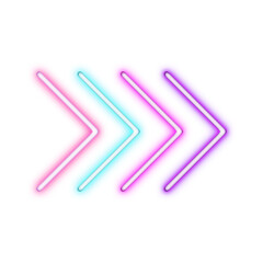 Neon Arrows Pointing Right on White.