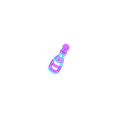 Neon Champagne Bottle Icon Design.