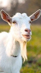 Obraz premium White goat portrait in field