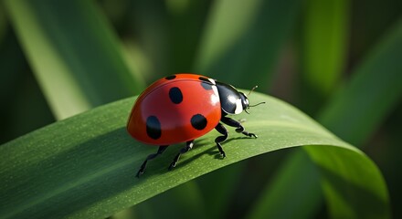 Fototapeta premium ladybug on leaf