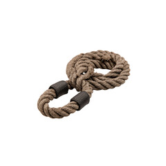 Close-up of Beige Twisted Rope with Black End Caps, Studio Shot