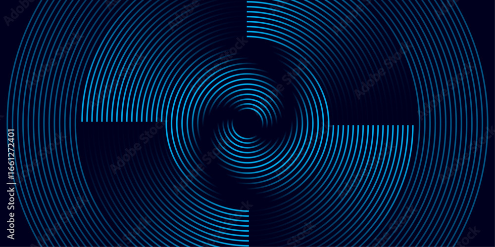 Poster abstract blue spiral lines pattern creating a futuristic tunnel design