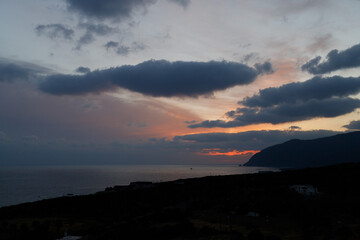 Sunset over the sea and mountains（海と山の夕焼け）