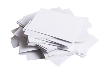 Blank white business cards arranged for professional use isolated on transparent background