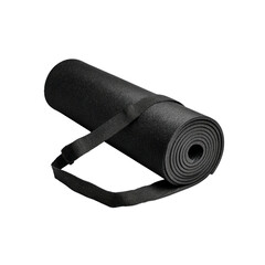 Rolled-Up Black Yoga Mat with Carry Strap