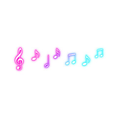 Neon Musical Notes on White.