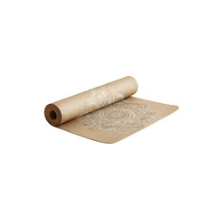 Rolled Beige Yoga Mat with Mandala Design