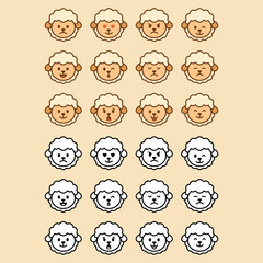 Cute Sheep Emoji Set ? 12 Kaw...