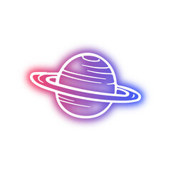 Neon Planet with Rings Graphic Design.