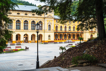 Spa buildings and promenades, the architecture of the health resort in Krynica Zdroj, Poland