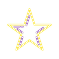 Neon Star Illustration on White Background.
