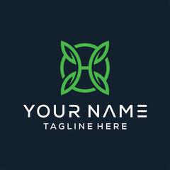 Obraz premium Initial H leaf Butterfly wings with logo design geometric inspiration