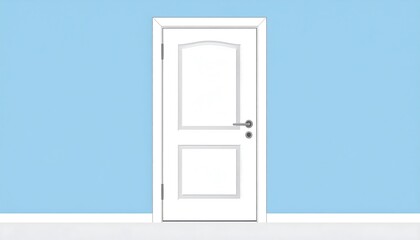 White door on light blue wall