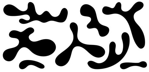 Abstract blob shape organic vector elements. Wavy liquid irregular forms in simple minimalistic style. Modern text box shape collection