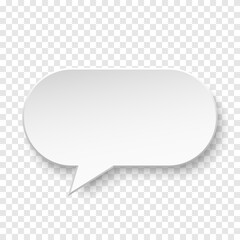 Vector white blank paper speech bubble on transparent background. Oval shape. Template for your design.