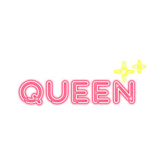 Pink Neon Queen Word with Stars.