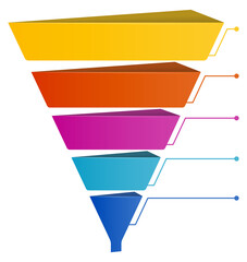 Fototapeta na wymiar Sales funnel diagram with 5 elements, business infographic design template