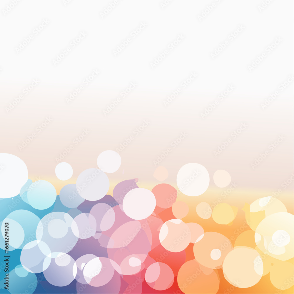 Poster soft glowing bokeh lights layered in dreamy colors on a clean vector background, perfect for elegant