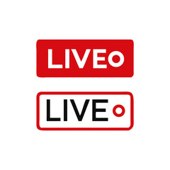 live streaming icon, Red Live buttons symbol, for tv shows, social media live streaming, movies and live badge, sign, label, sticker template. online stream. Vector illustration