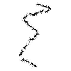 Worker ants marching in a line, Vector icon illustration