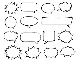 Retro empty comic bubbles and elements set with black halftone shadows. in retro vintage and pop art style. Vector illustration, © Motin