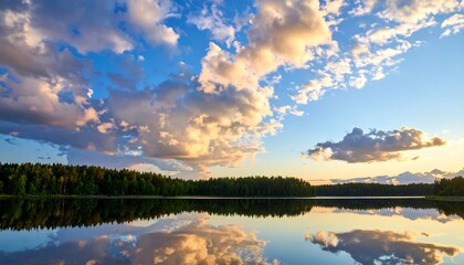 Serene sunset over calm lake