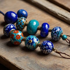 Glossy Ceramic Beads with Floral and Abstract Designs