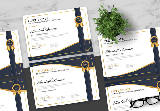 Gradient Gold And Blue Certificate
