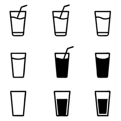 water glass icon. Flat Water glass, drink symbol vector illustration