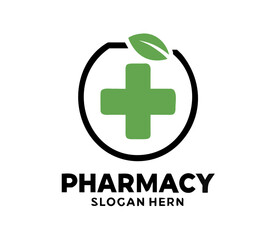 Obraz premium Pharmacy Logo Medicine blue vector. Eco Medical clinic