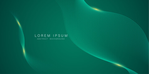 Minimal abstract green background with smooth flowing wave lines and glowing gradient, perfect for digital banners, website headers, and modern business presentations.