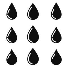 water drop icon set, on white background, vector Illustration