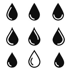 water drop icon set, on white background, vector Illustration