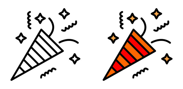 Line confetti exclamation icon elements. Hand drawn confetti explosion burst ray shine line icon illustration. Spark exclamation emphasis ray twinkle starburst decoration. Vector illustration.