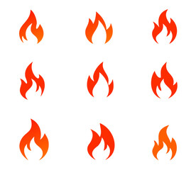 Fire flame logo set vector illustration design template