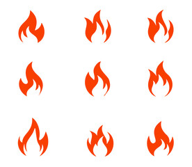 Fire flame logo set vector illustration design template